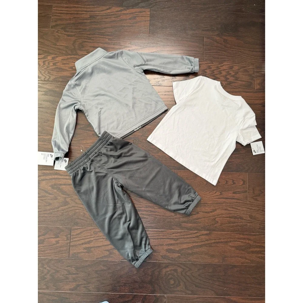 Nike Toddler 3-Piece Tracksuit Set Gray White 76N523-693 Size 3T NWT